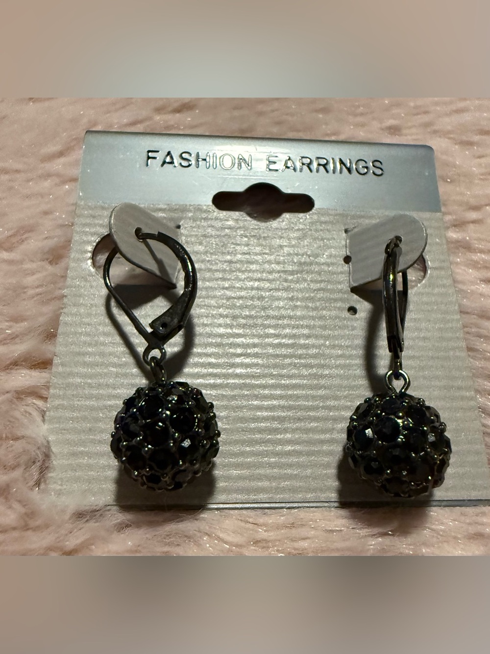 Fashion Earrings Black Crystal Ball Drop Earrings